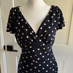 Classic Lauren Ralph Lauren Navy Polka Dot Dress -size 10